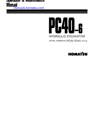 PC40-6(JPN) S/N 12141-UP Operation manual (English)