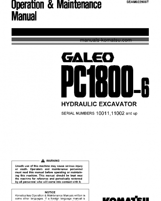 PC1800-6(JPN) S/N 10011 Operation manual (English)