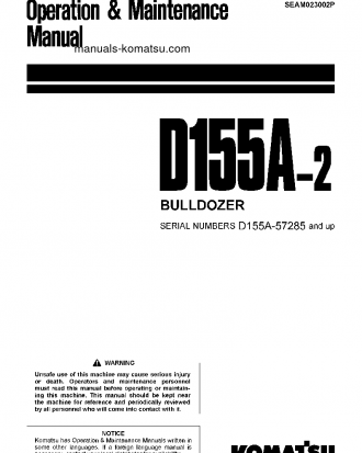 D155A-2(JPN)-EMISSION ENG S/N 57285-UP Operation manual (English)