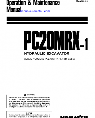 PC20MR-1(JPN) S/N 10001-UP Operation manual (English)