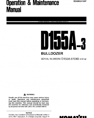 D155A-3(JPN) S/N 61048-UP Operation manual (English)