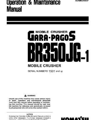 BR350JG-1(JPN) S/N 1501-UP Operation manual (English)