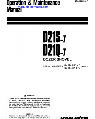 D21Q-7(JPN) S/N 61177-UP Operation manual (English)