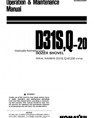 D31Q-20(JPN) S/N 41230-UP Operation manual (English)