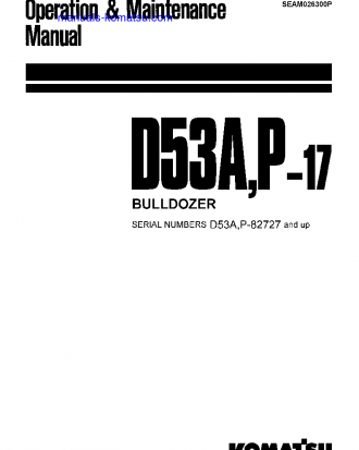 D53A-17(JPN) S/N 82727-UP Operation manual (English)
