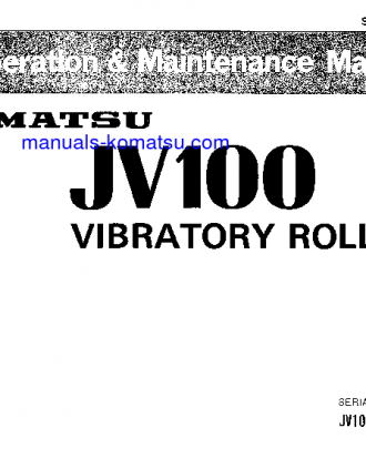 JV100-1(JPN) S/N 21001-UP Operation manual (English)