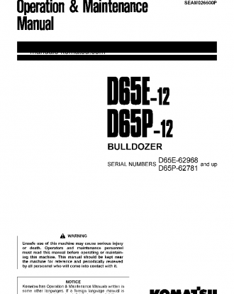 D65P-12(JPN) S/N 62968-65000 Operation manual (English)