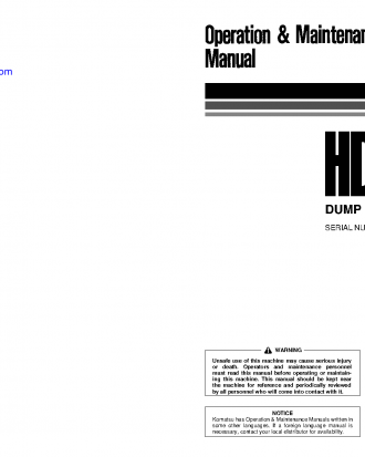 HD785-5(JPN) S/N 4188-4253 Operation manual (English)