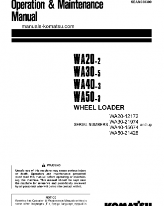 WA50-3(JPN) S/N 21428-UP Operation manual (English)