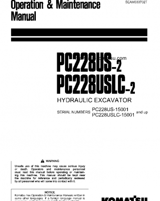 PC228USLC-2(JPN) S/N 15001-UP Operation manual (English)