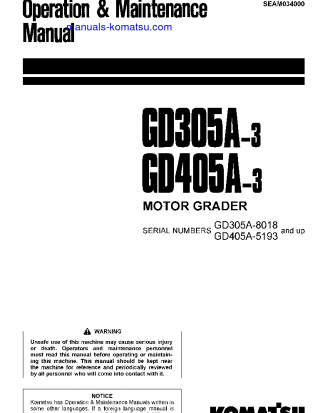 GD305A-3(JPN) S/N 8018-UP Operation manual (English)