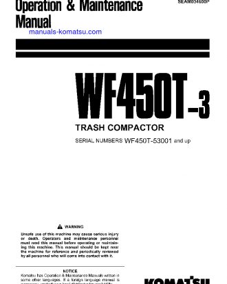 WF450T-3(JPN) S/N 53001-UP Operation manual (English)