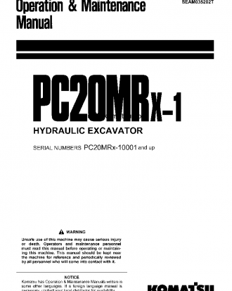 PC20MRX-1(JPN) S/N 10001-13054 Operation manual (English)