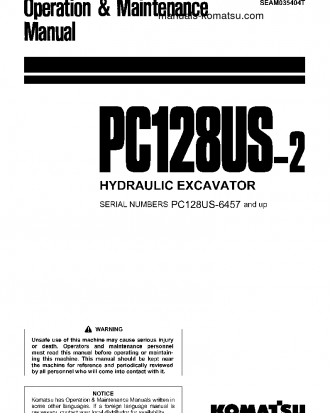 PC128US-2(JPN) S/N 6457-7730 Operation manual (English)