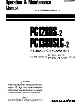 PC128US-2(JPN) S/N 7731-8268 Operation manual (English)