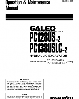 PC128US-2(JPN) S/N 8269-UP Operation manual (English)