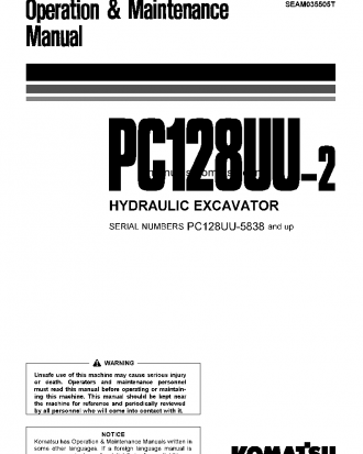 PC128UU-2(JPN) S/N 5838-6289 Operation manual (English)
