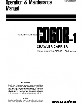 CD60R-1(JPN) S/N 1801-UP Operation manual (English)