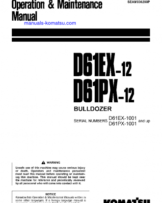 D61EX-12(JPN) S/N 1001-UP Operation manual (English)