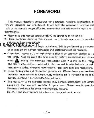 WA40-1(JPN) S/N 1001-UP Operation manual (English)