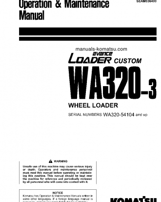 WA320-3(JPN)-CUSTOM S/N 54104-UP Operation manual (English)