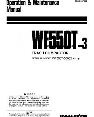 WF550T-3(JPN) S/N 50002-50009 Operation manual (English)