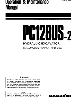 PC128US-2(JPN) S/N 5001-UP Operation manual (English)