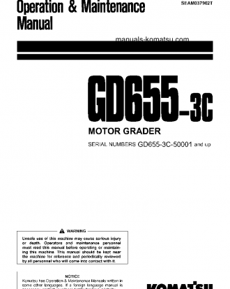 GD655-3(JPN)-FOR N. AMERICA S/N 50001-51000 Operation manual (English)