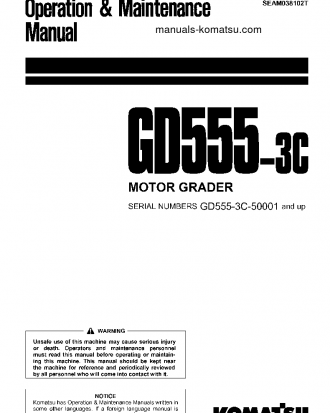 GD555-3(JPN)-FOR N. AMERICA S/N 50001-51000 Operation manual (English)