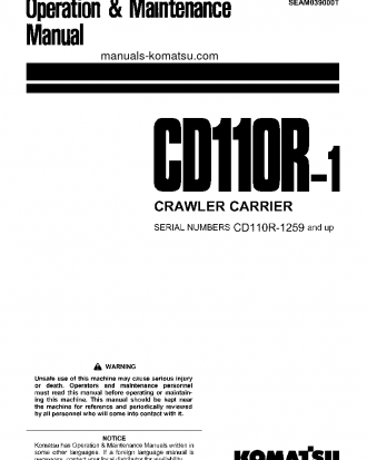CD110R-1(JPN) S/N 1259-UP Operation manual (English)