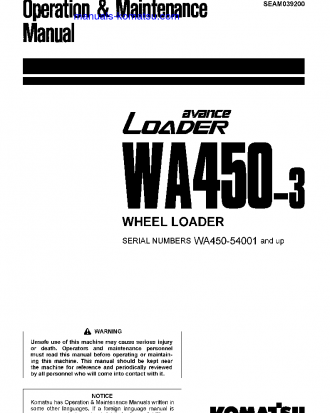 WA450-3(JPN) S/N 54001-UP Operation manual (English)