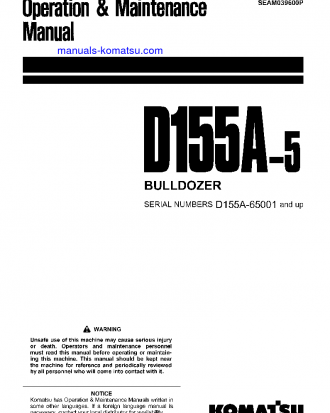 D155A-5(JPN) S/N 65001-65136 Operation manual (English)