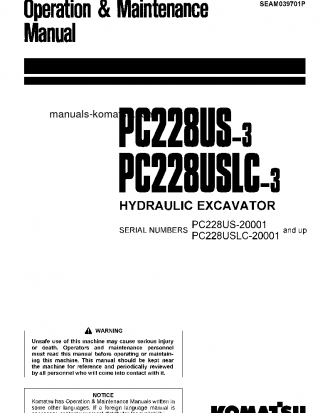 PC228USLC-3(JPN)-FOR EU S/N 20001-30000 Operation manual (English)