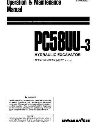 PC58UU-3(JPN) S/N 20377-22000 Operation manual (English)
