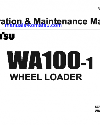 WA100-1(JPN) S/N 20001-UP Operation manual (English)
