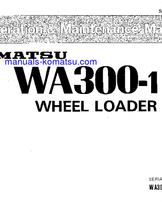 WA300-1(JPN) S/N 20001-UP Operation manual (English)