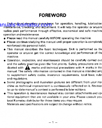 WA500-1(JPN) S/N 11458-20000 Operation manual (English)