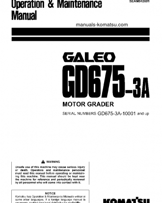 GD675-3(JPN)-A S/N 10001-10000 Operation manual (English)