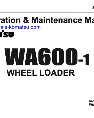 WA600-1(JPN) S/N 10881-UP Operation manual (English)