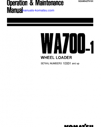 WA700-1(JPN) S/N 10001-10075 Operation manual (English)