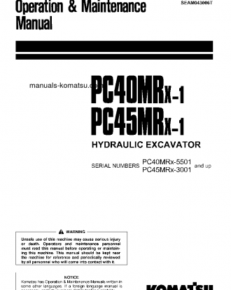 PC45MRX-1(JPN) S/N 3001-UP Operation manual (English)