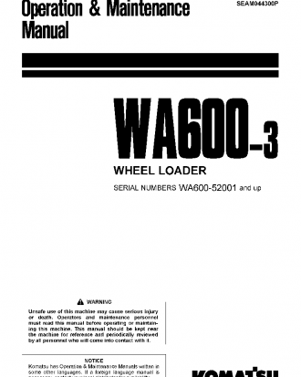 WA600-3(JPN)-TBG S/N 52001-UP Operation manual (English)