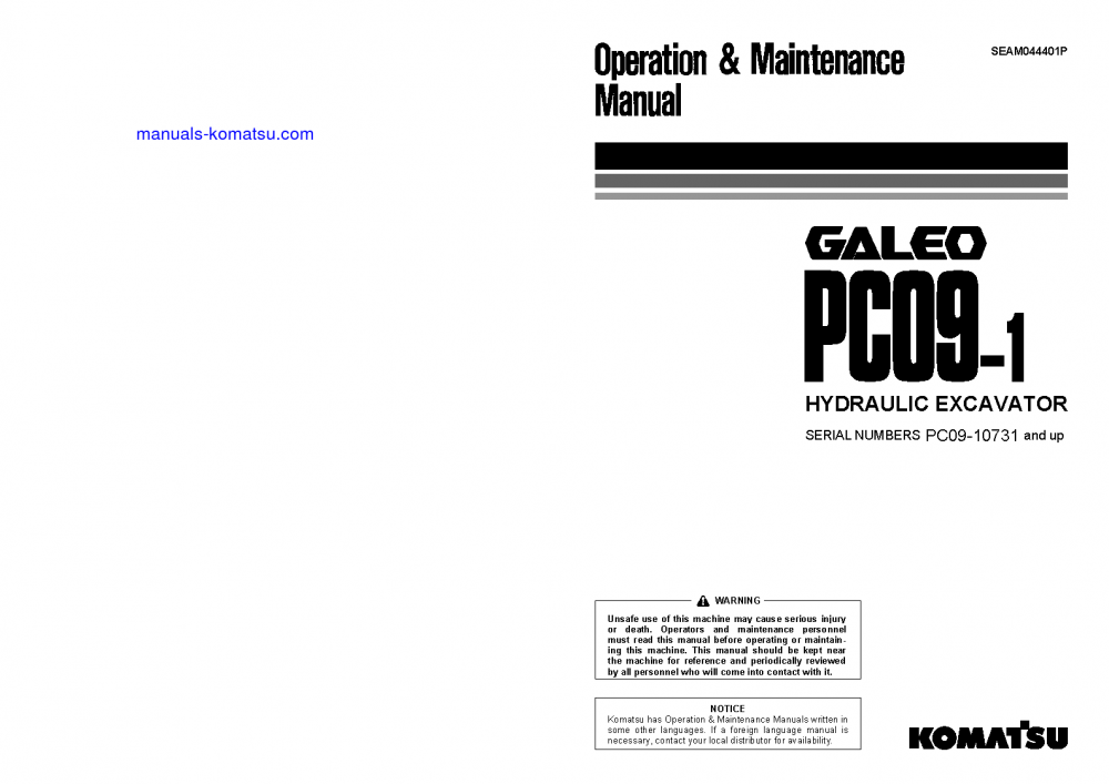 PC09-1(JPN) S/N 10731-UP Operation manual (English)