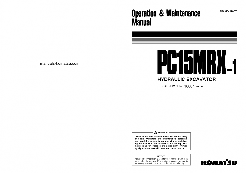 PC15MRX-1(JPN) S/N 10001-UP Operation manual (English)