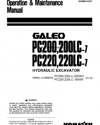 PC200LC-7(JPN)-SEGMENT- MONITOR S/N 200001-250000 Operation manual (English)