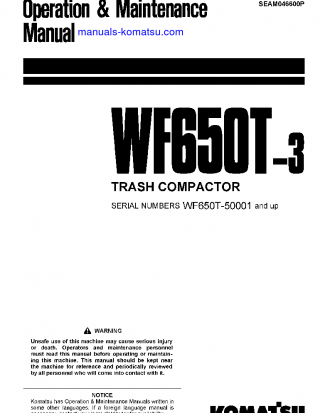 WF650T-3(JPN) S/N 50001-UP Operation manual (English)