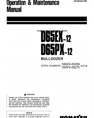 D65EX-12(JPN)-FOR EU S/N 65209-UP Operation manual (English)