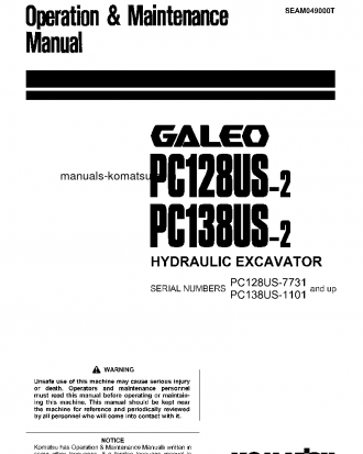 PC138US-2(JPN) S/N 1101-4500 Operation manual (English)