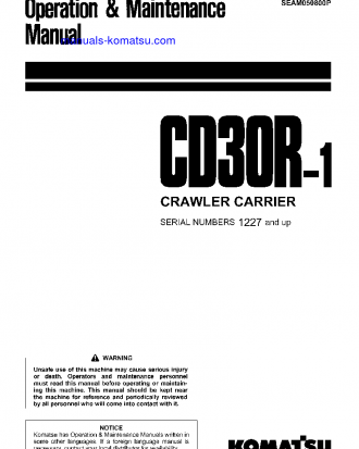 CD30R-1(JPN) S/N 1227-UP Operation manual (English)