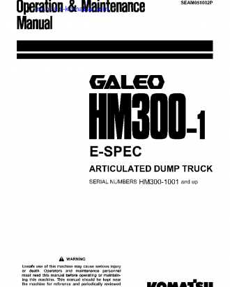 HM300-1(JPN)-FOR EU S/N 1001-UP Operation manual (English)